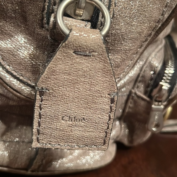 CHLOE Betty Taupe Suede Metallic Silver Overlay - Picture 8 of 17